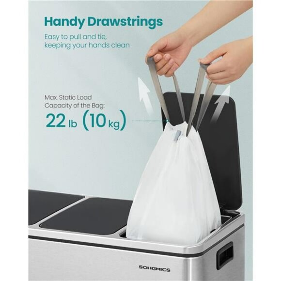 SONGMICS 5.3 Gallon Heavy Duty Trash Bags Drawstring Leakproof 160 Count - Picture 5 of 8
